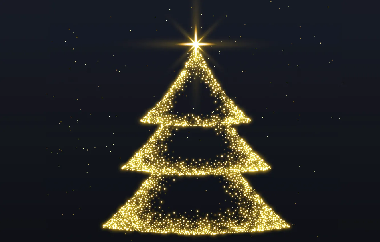 Фото обои звезды, украшения, золото, елка, Рождество, dark, Новый год, golden