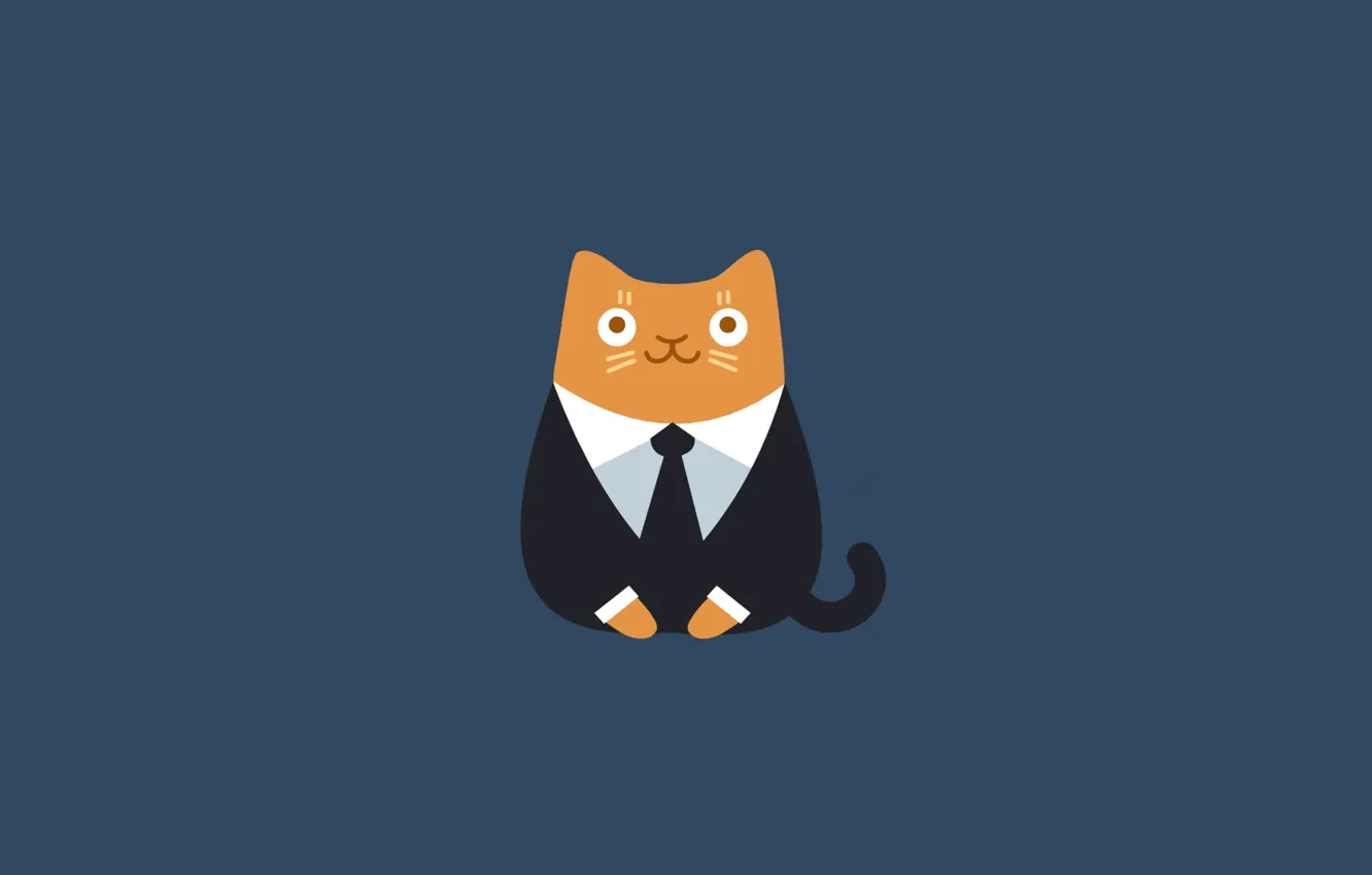 Фото обои кошка, кот, оранжевый, минимализм, костюм, галстук, cat