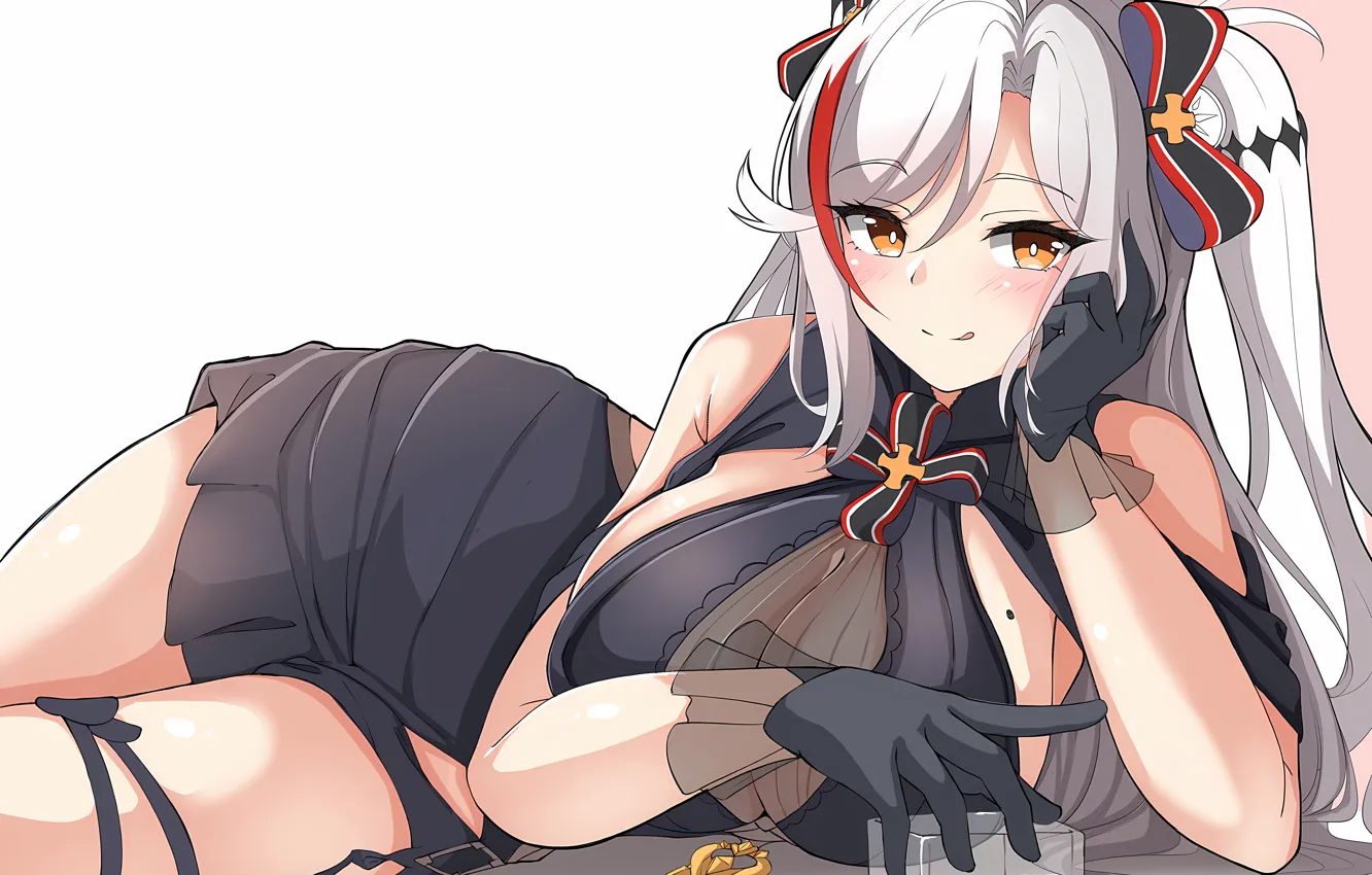 Фото обои girl, sexy, cleavage, long hair, dress, boobs, anime, beautiful