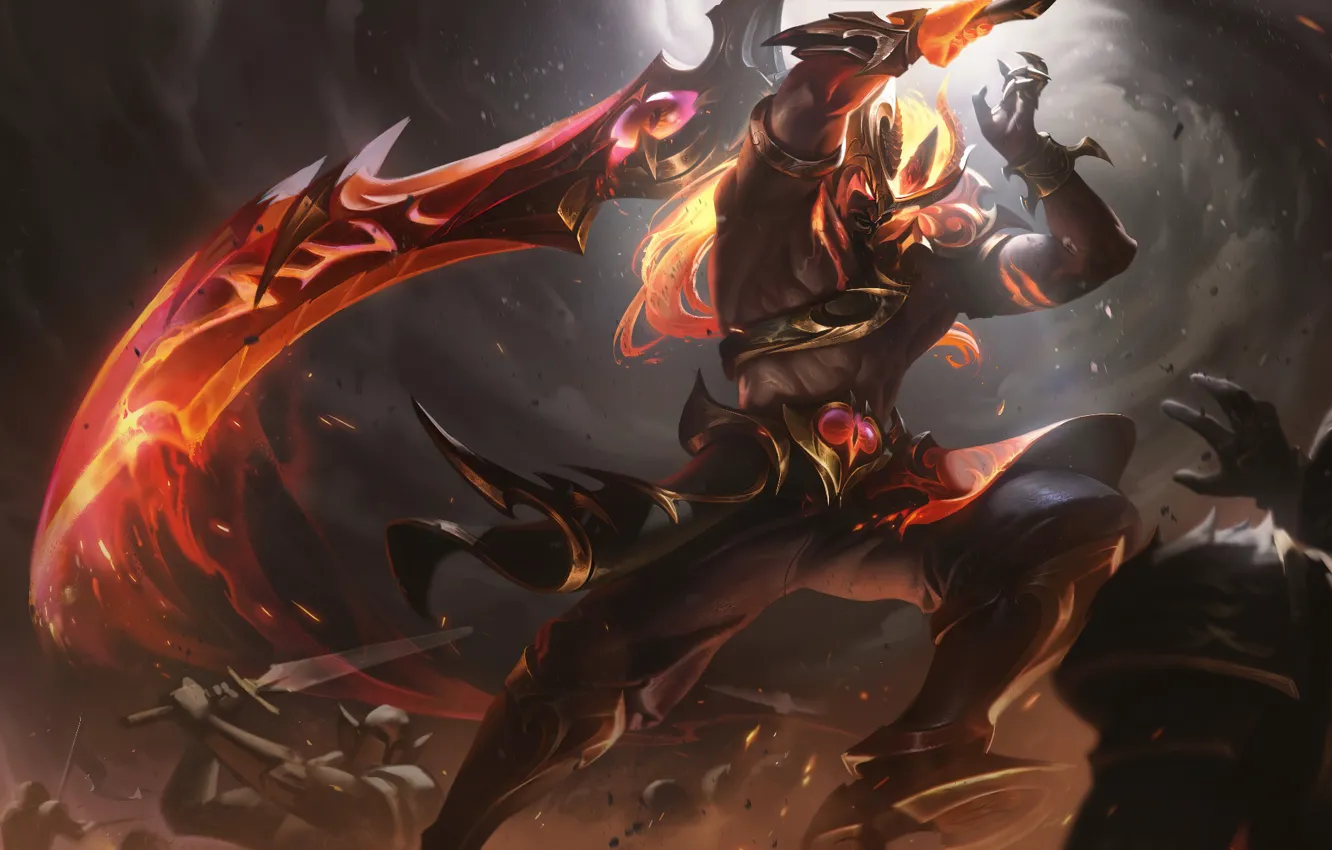 Фото обои огонь, пламя, бой, демон, game, character, персонаж, League of Legends
