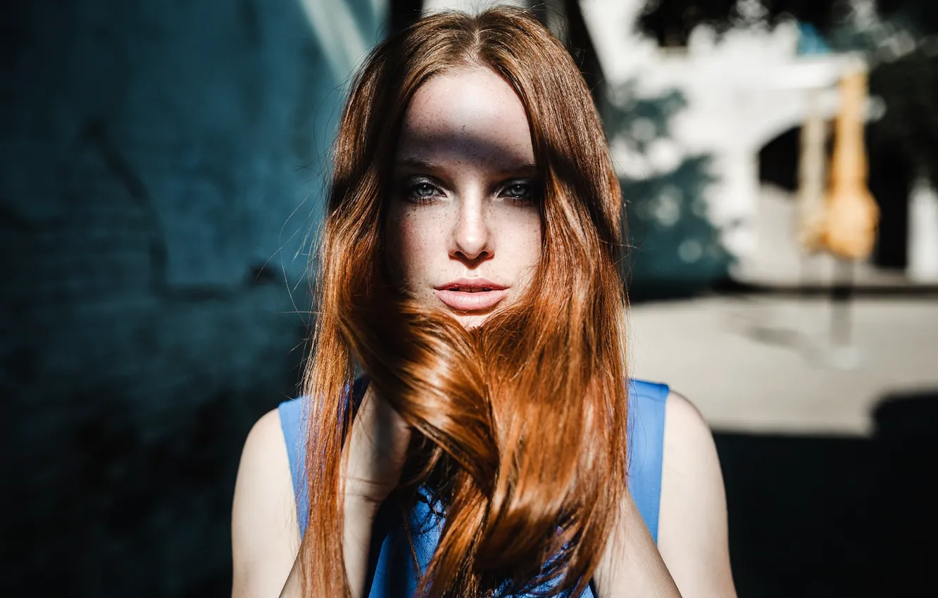 Фото обои лето, девушка, веснушки, рыжие волосы, women, face, redhead, freckles