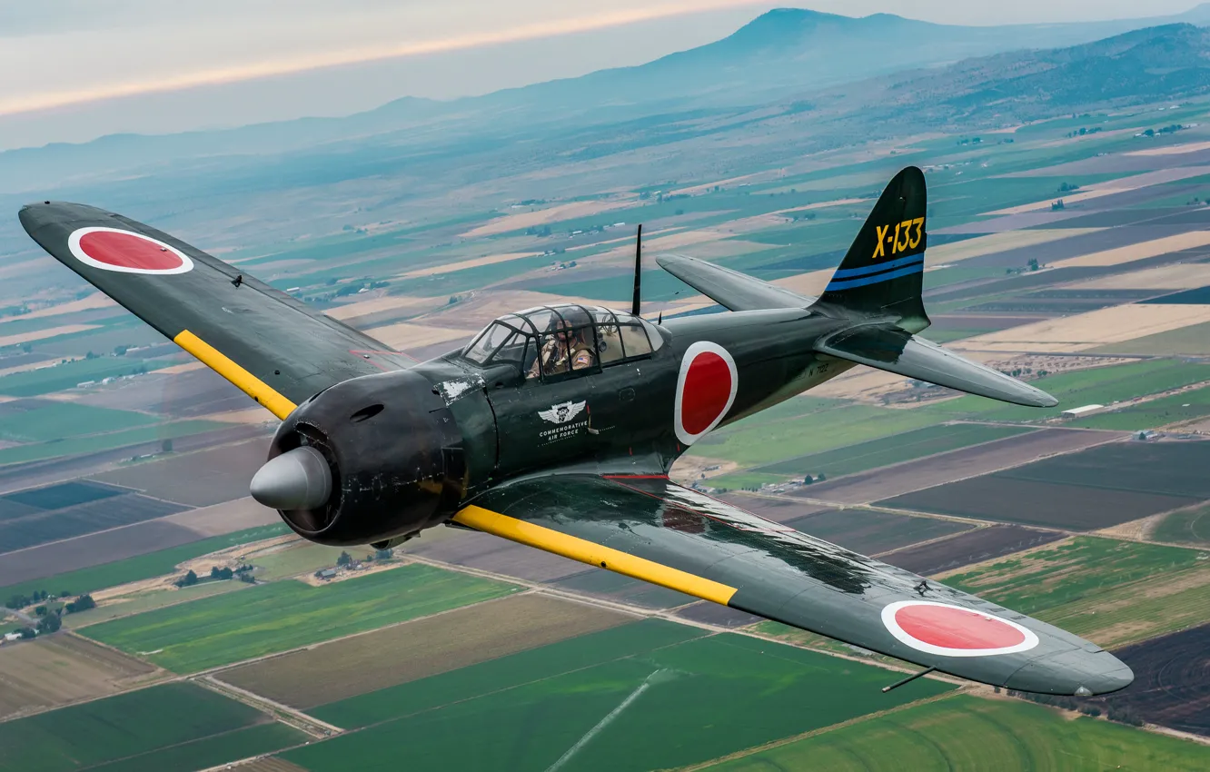 Фото обои истребитель, японский, палубный, A6M3 Zero