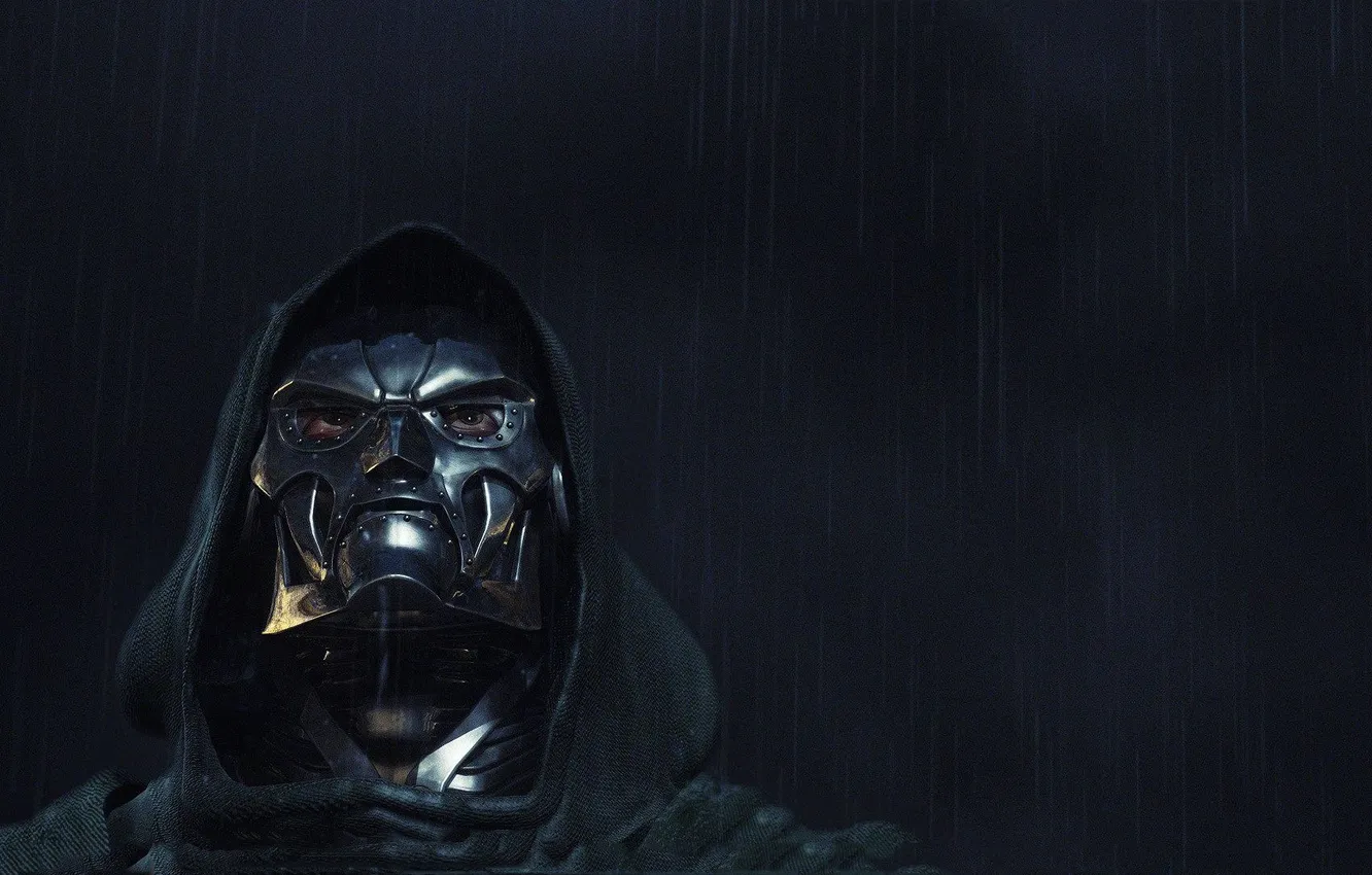 Фото обои дождь, маска, доктор, Дум, Doctor Doom