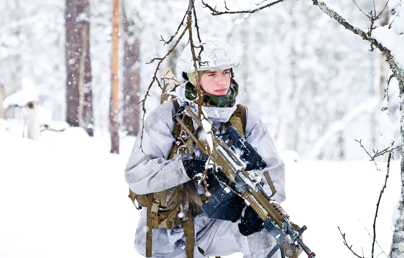 Фото обои снег, солдат, Norwegian Army