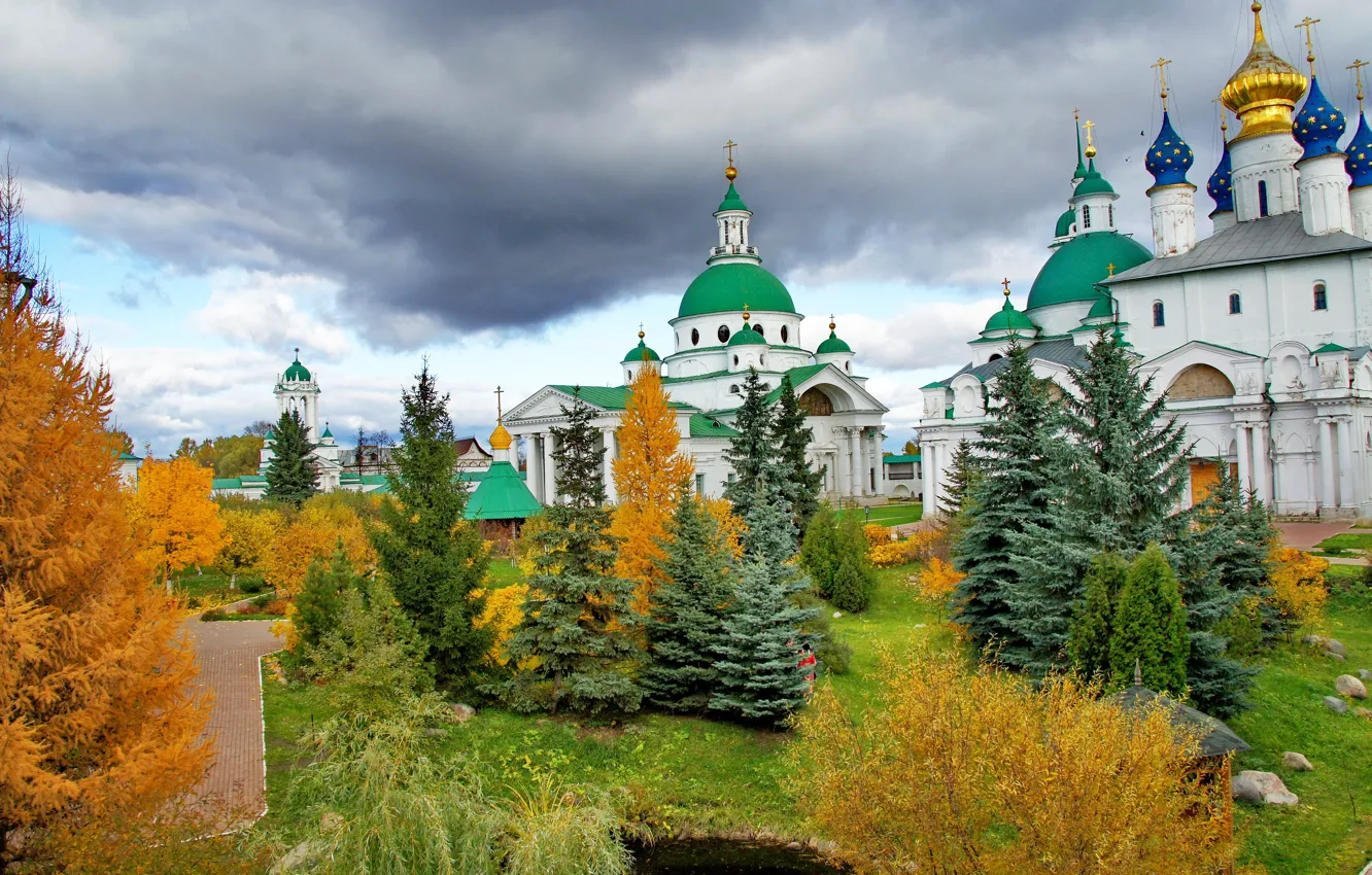Фото обои осень, Россия, Ростов, Спасо-Яковлевский монастырь