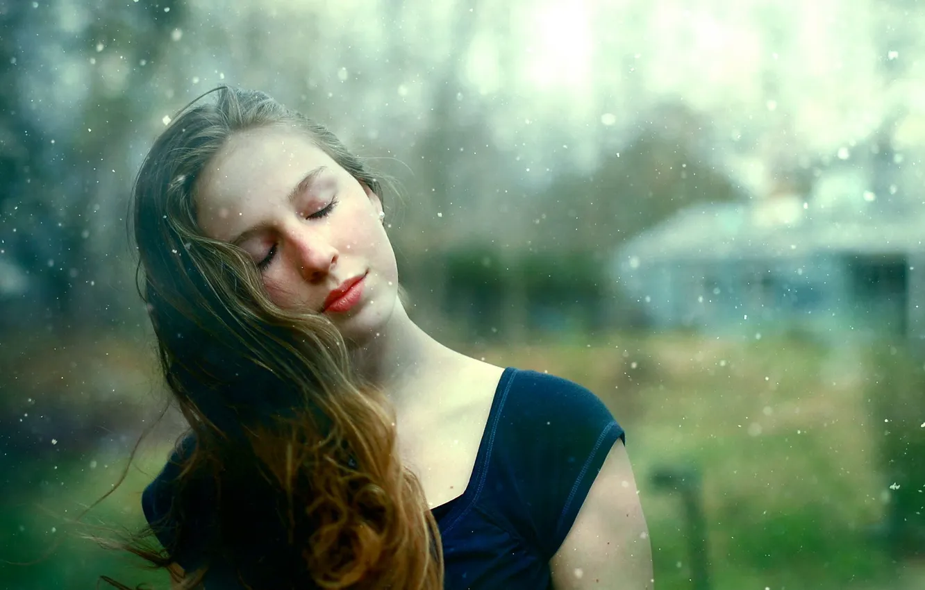 Фото обои девушка, настроение, портрет