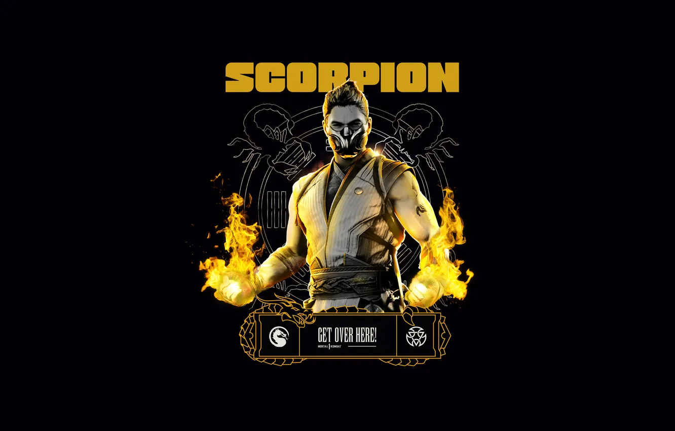 Фото обои Games, Mortal Kombat, Scorpion, Black background