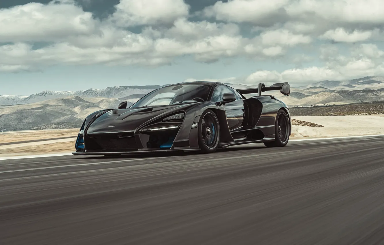 Фото обои машина, асфальт, горы, суперкар, McLaren Senna