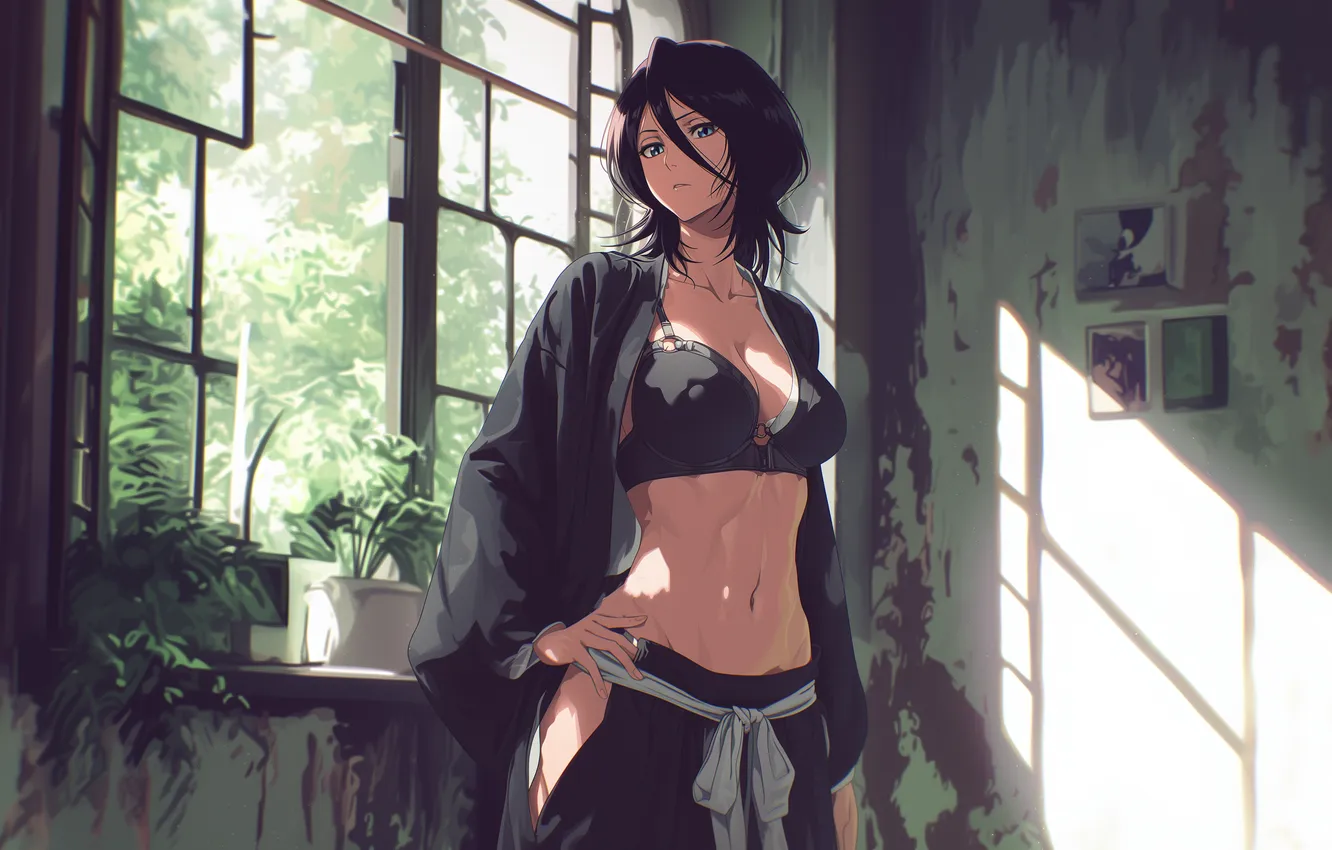 Фото обои Bleach, anime, Kuchiki Rukia, AI art