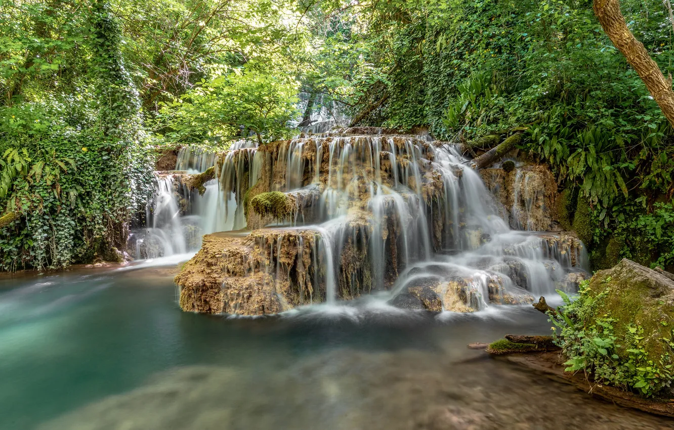 Фото обои лес, река, водопад, тайланд