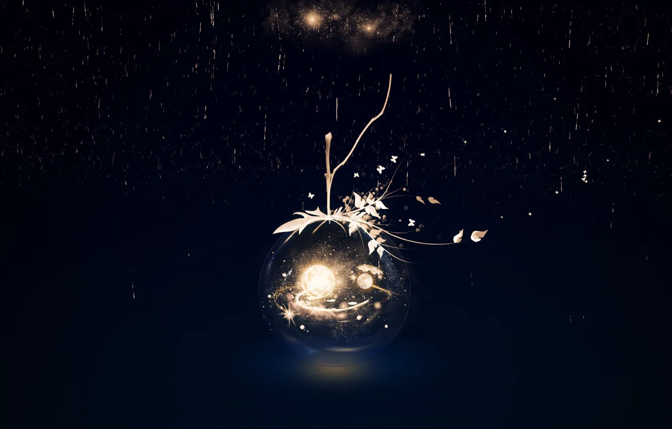 Фото обои космос, дождь, шар, фэнтези, Y_Y
