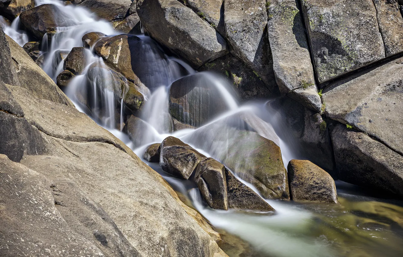 Фото обои вода, природа, река, камни, водопад