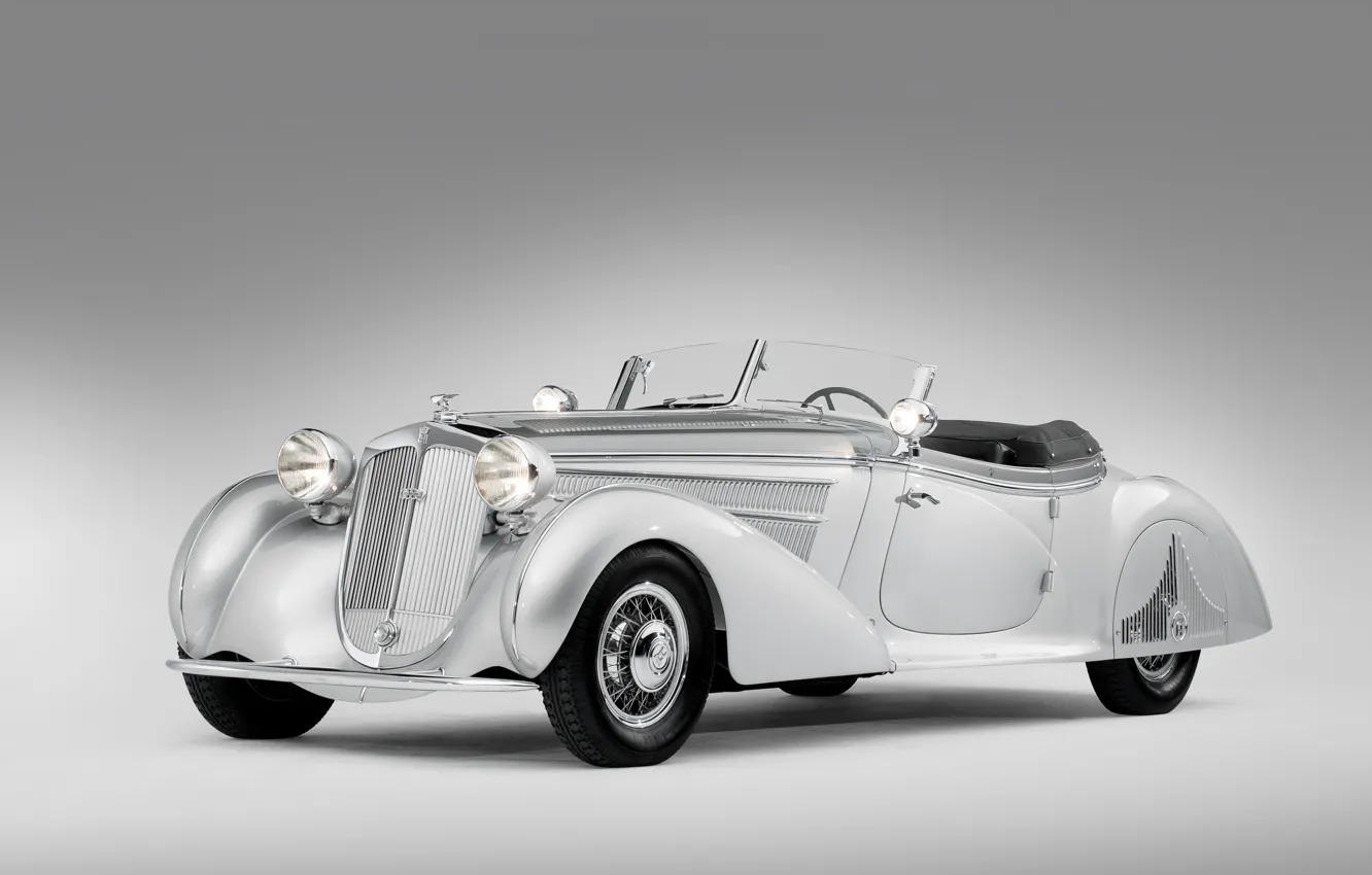 Фото обои старина, ретро, серый фон, раритет, 1938, Horch, 853, Special Roadster by Erdmann & Rossi