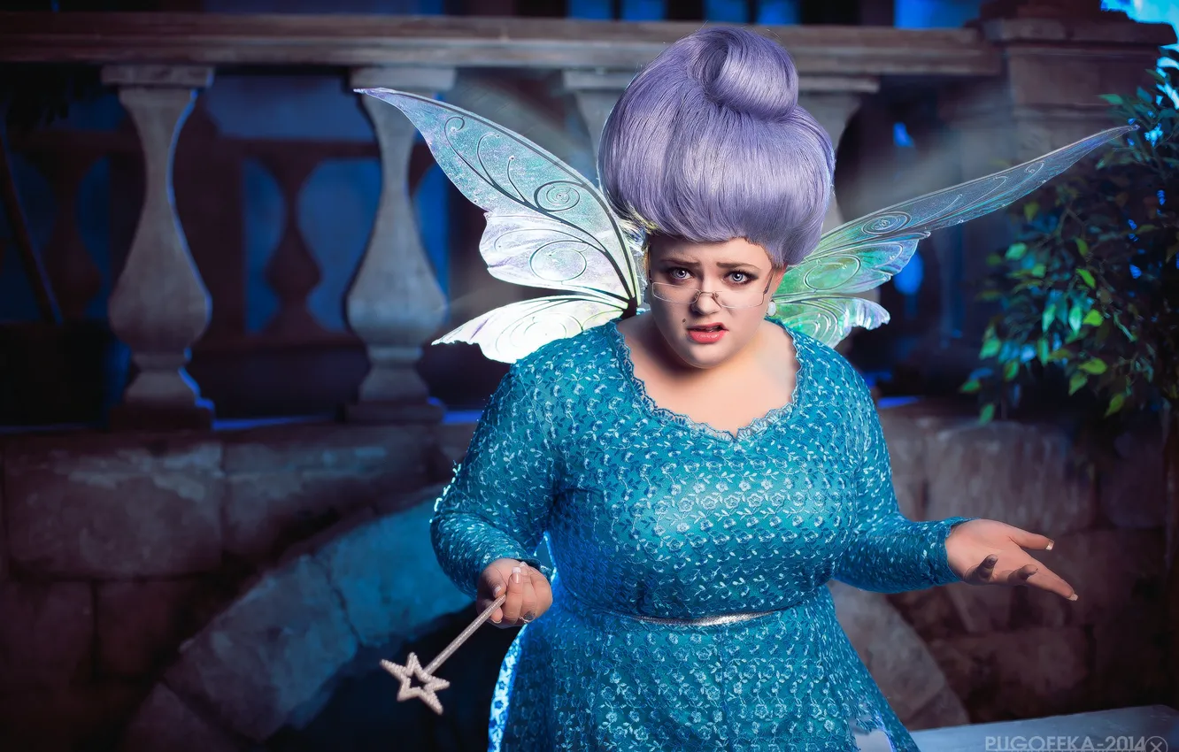 Фото обои женщина, косплей, волшебная палочка, Shrek, Fairy Godmother