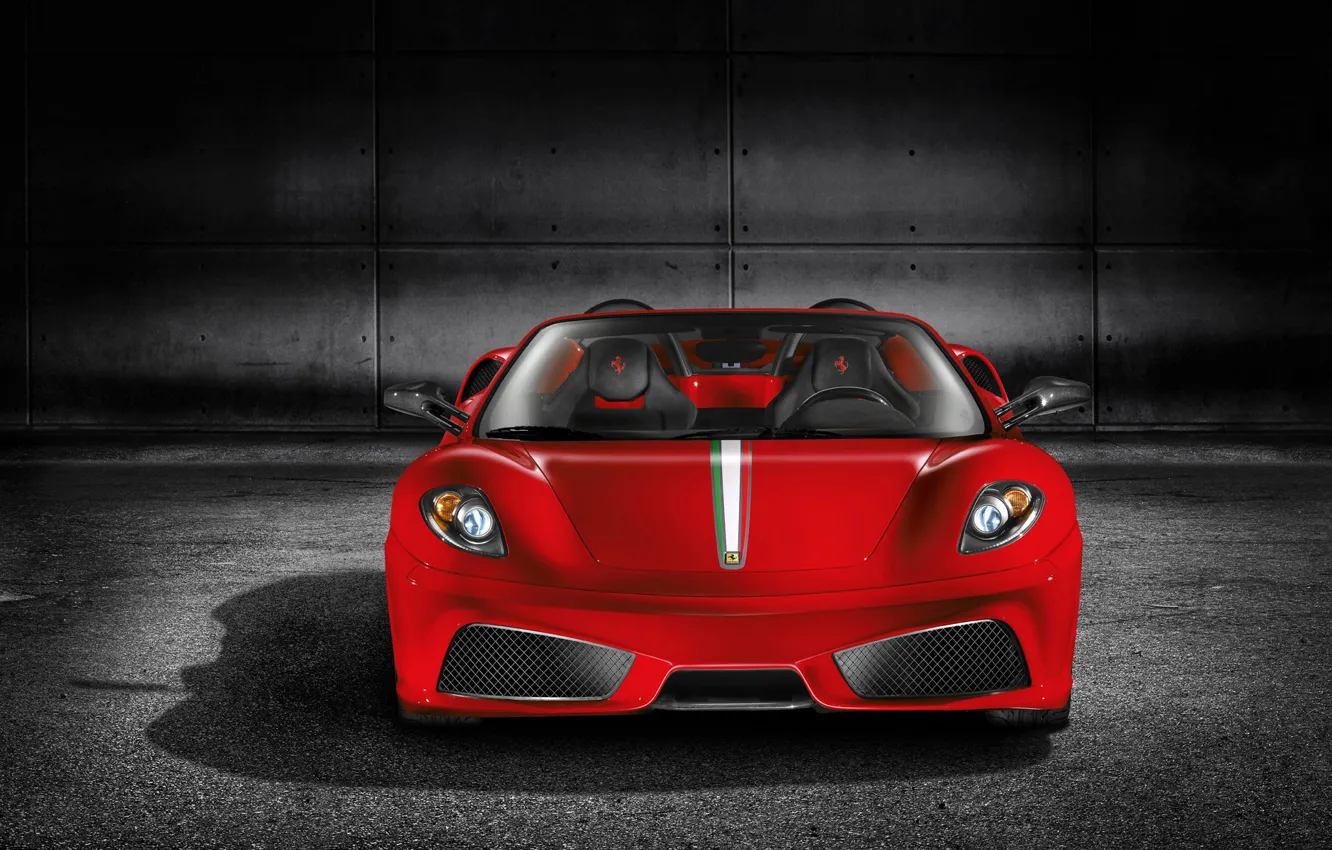 Фото обои Красный, Авто, Машина, Феррари, Кабриолет, Асфальт, F430, Ferrari