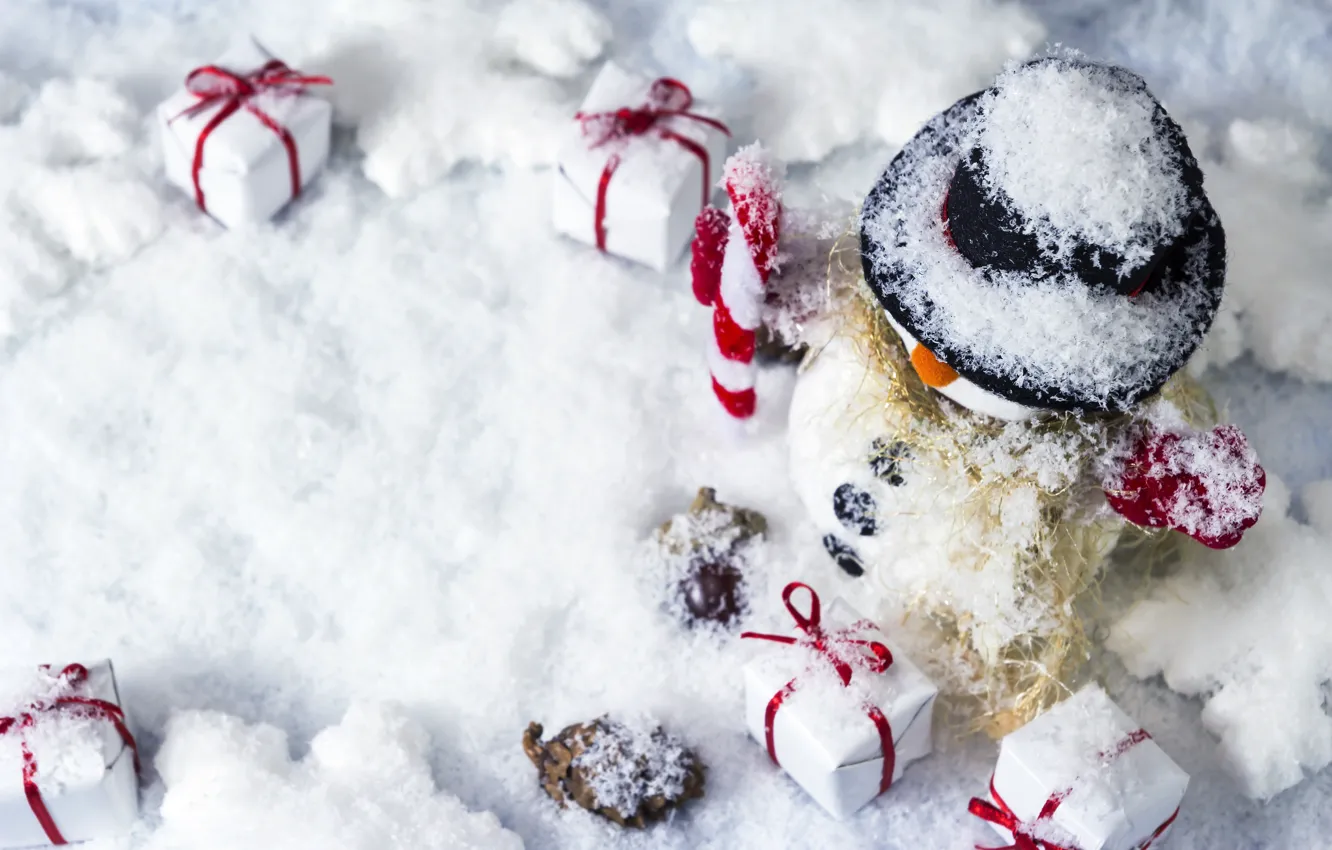 Фото обои зима, снег, снежинки, Новый Год, Рождество, снеговик, happy, Christmas