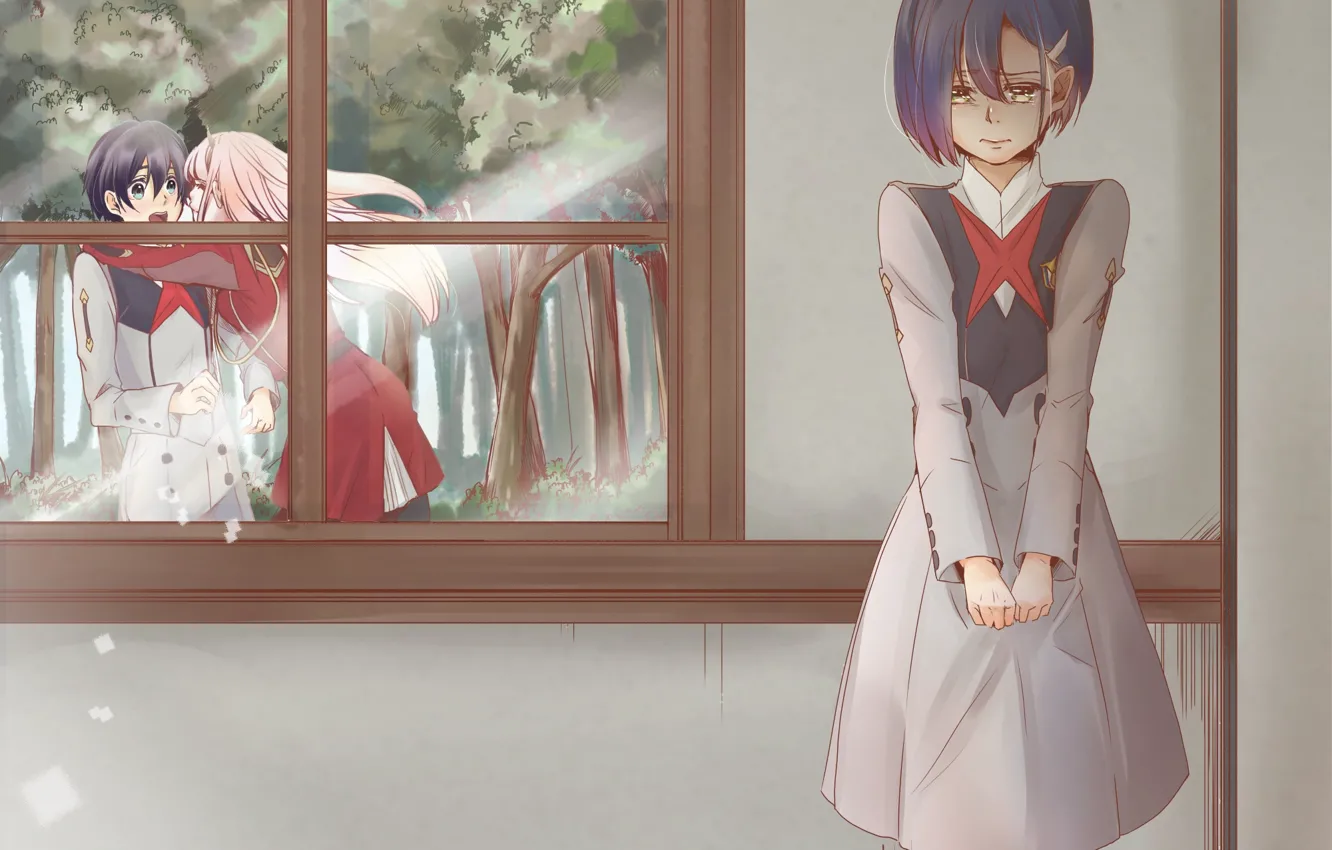 Фото обои окно, ичиго, 002, Darling In The Frankxx, Милый во Франксе, Хиро