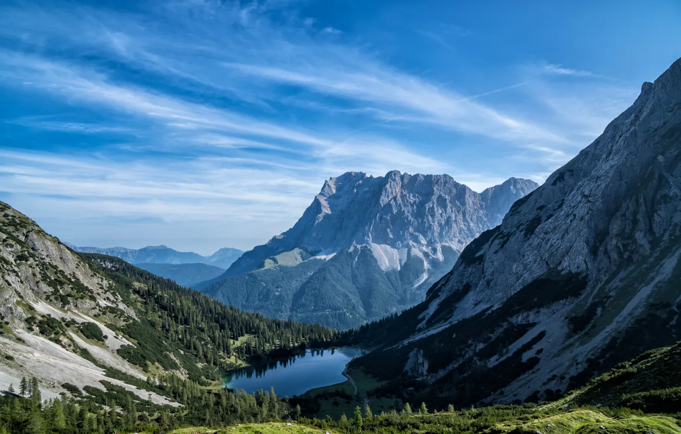 Фото обои Горы, Озеро, Австрия, Альпы, Пейзаж, Seebensee