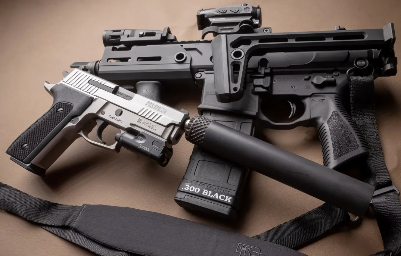 Фото обои пистолет, оружие, gun, pistol, weapon, глушитель, карабин, ar-15