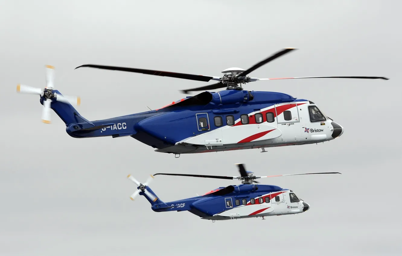 Фото обои вертолёт, двухмоторный, транспортный, четырехлопастной, Sikorsky S-92