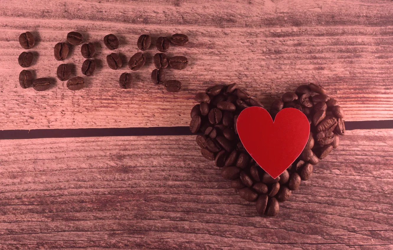 Фото обои любовь, сердце, кофе, зерна, love, heart, romantic, valentines