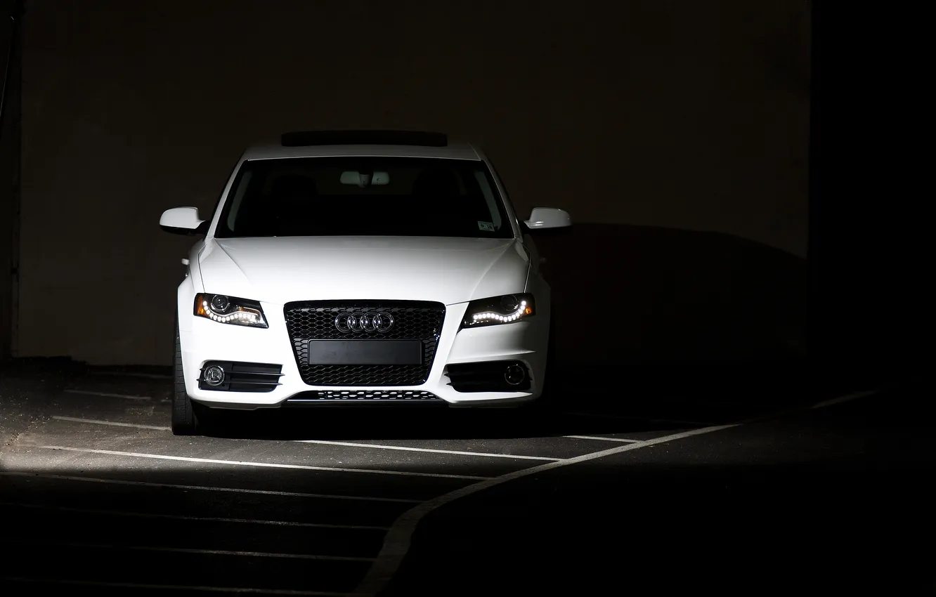 Фото обои темный фон, cars, auto, wallpapers, обои авто, Parking, Сity, Audi a4