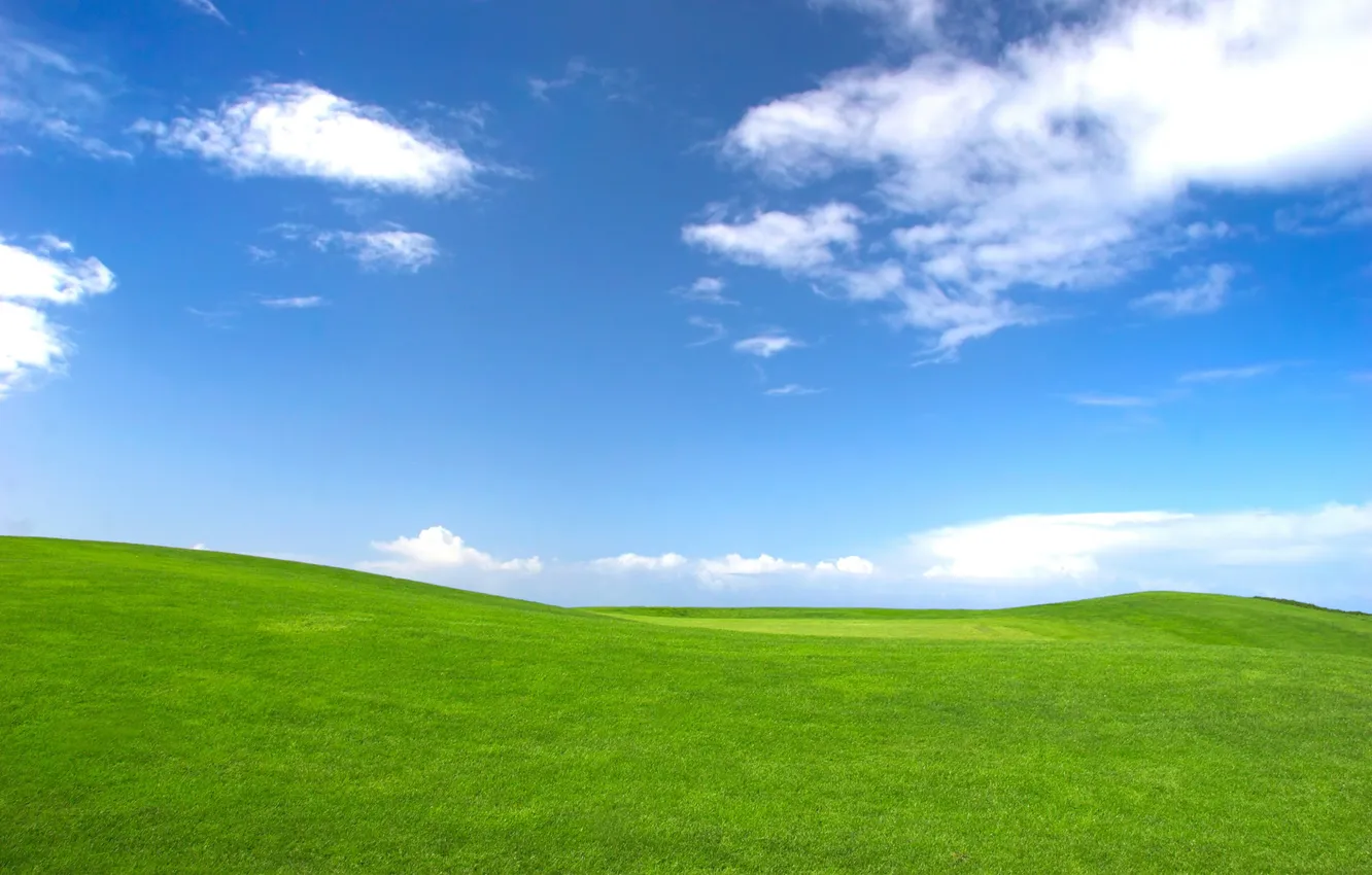 Фото обои поле, небо, трава, облака, холмы, пейзажи, поля, облако