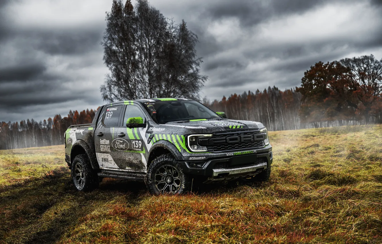 Фото обои Ford, Raptor, Dirt, Pickup, Forest, Ford Ranger, Ford Ranger Raptor