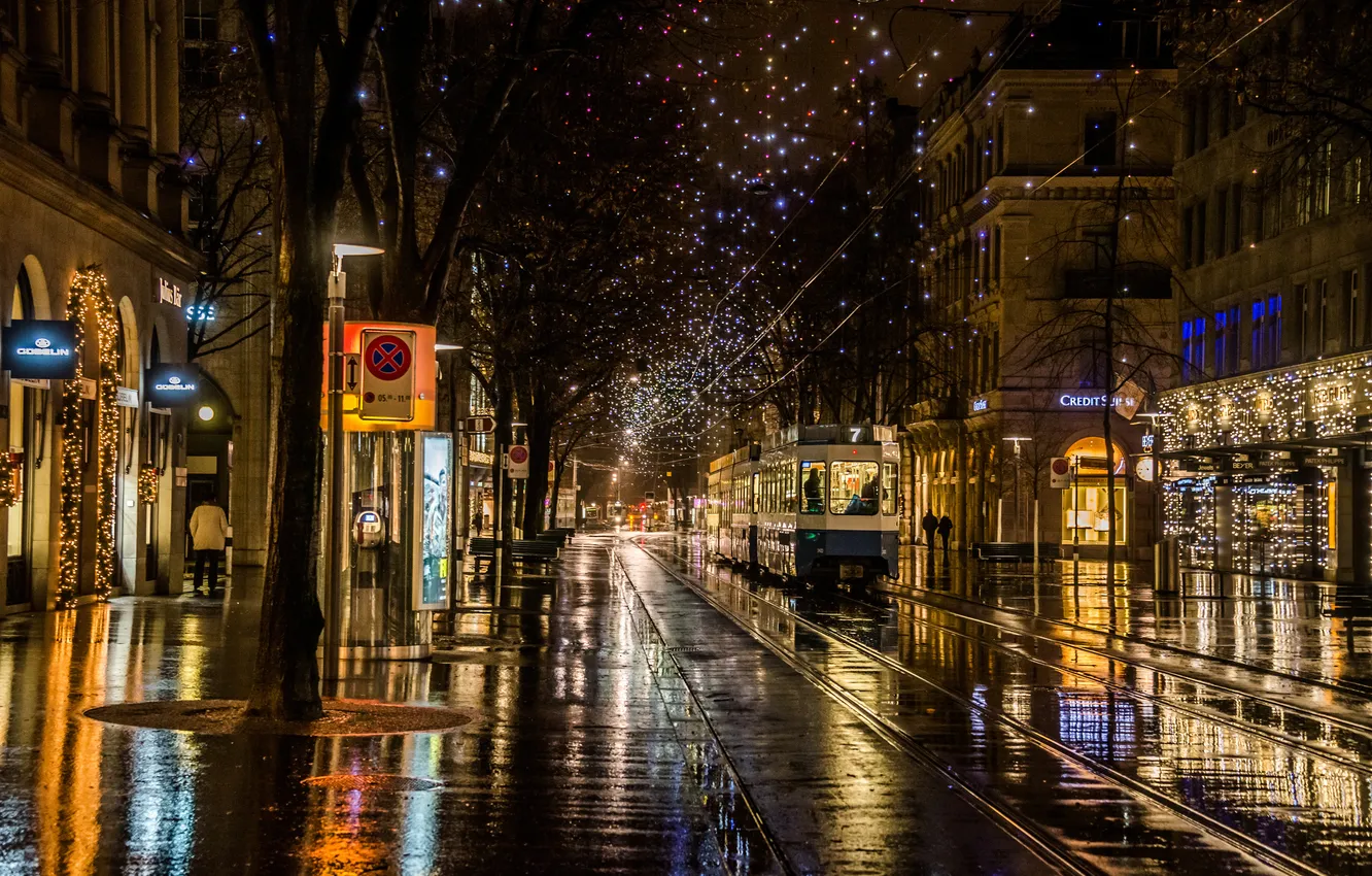 Фото обои город, night, Zurich