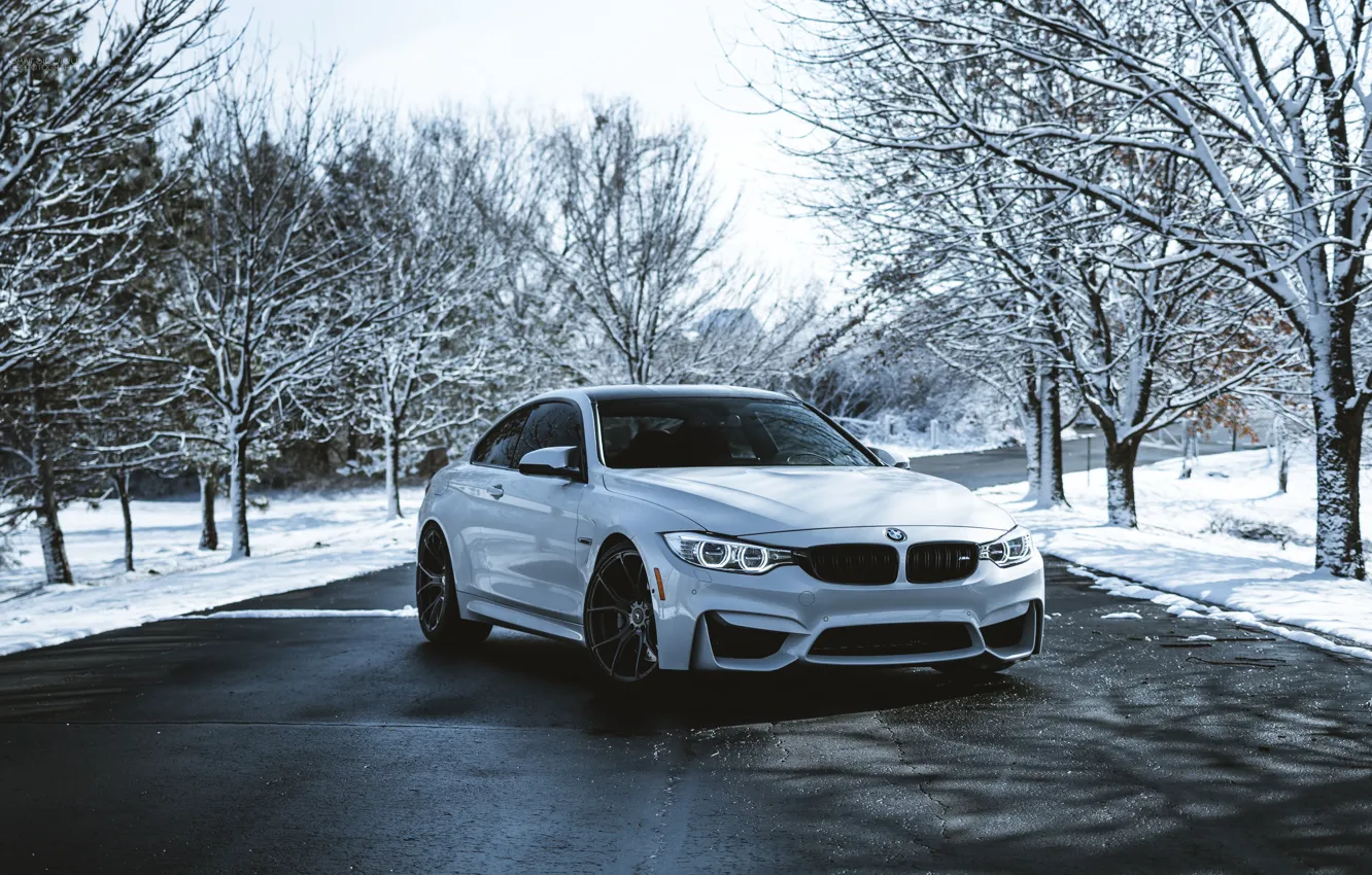 Фото обои BMW, white, winter
