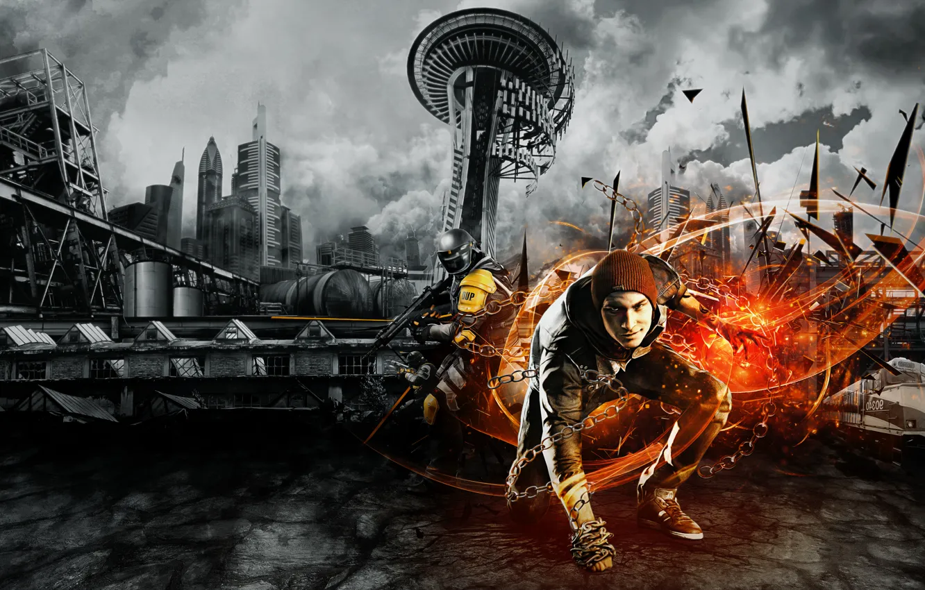 Фото обои Background, Sucker Punch, Video Game, inFamous: Second Son, Delsin Rowe, PS4, Sony Computer Entertainment, Second …