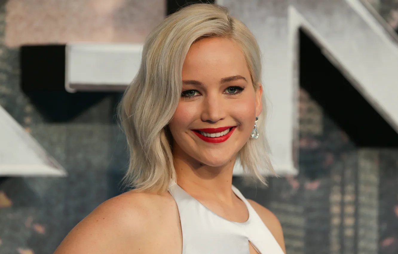 Фото обои улыбка, портрет, актриса, блондинка, красотка, Jennifer Lawrence, Дженнифер Лоуренс