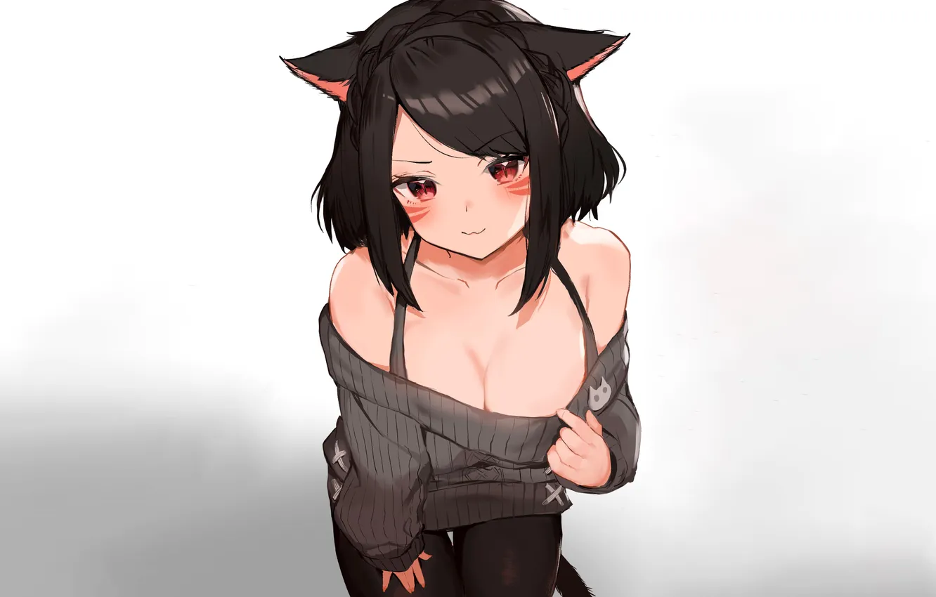 Фото обои girl, sexy, Final Fantasy, cleavage, boobs, animal ears, sexy girl, anime