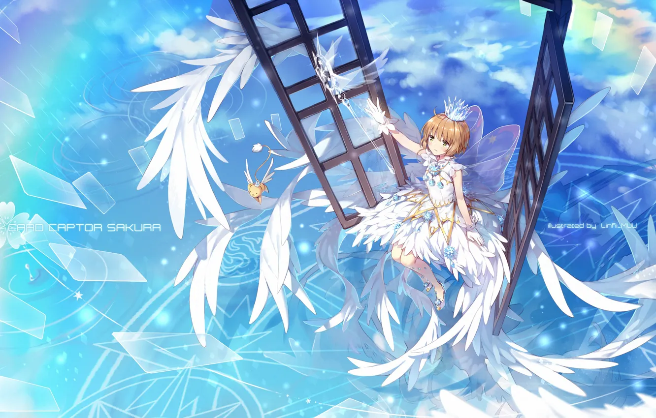 Фото обои ангел, арт, девочка, card captor sakura