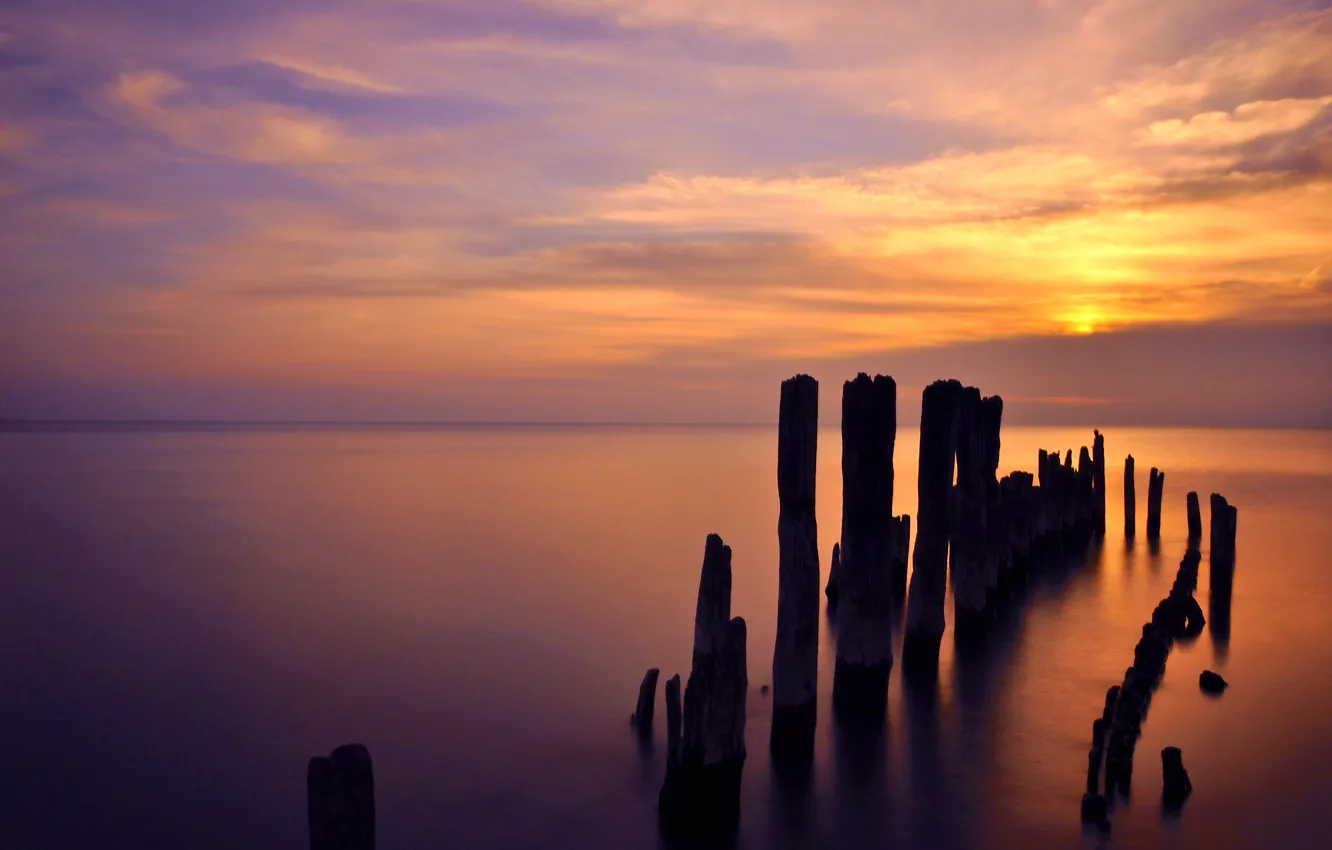 Фото обои рассвет, Illinois, озеро Мичиган, Evanston, Lake Michigan Sunrise