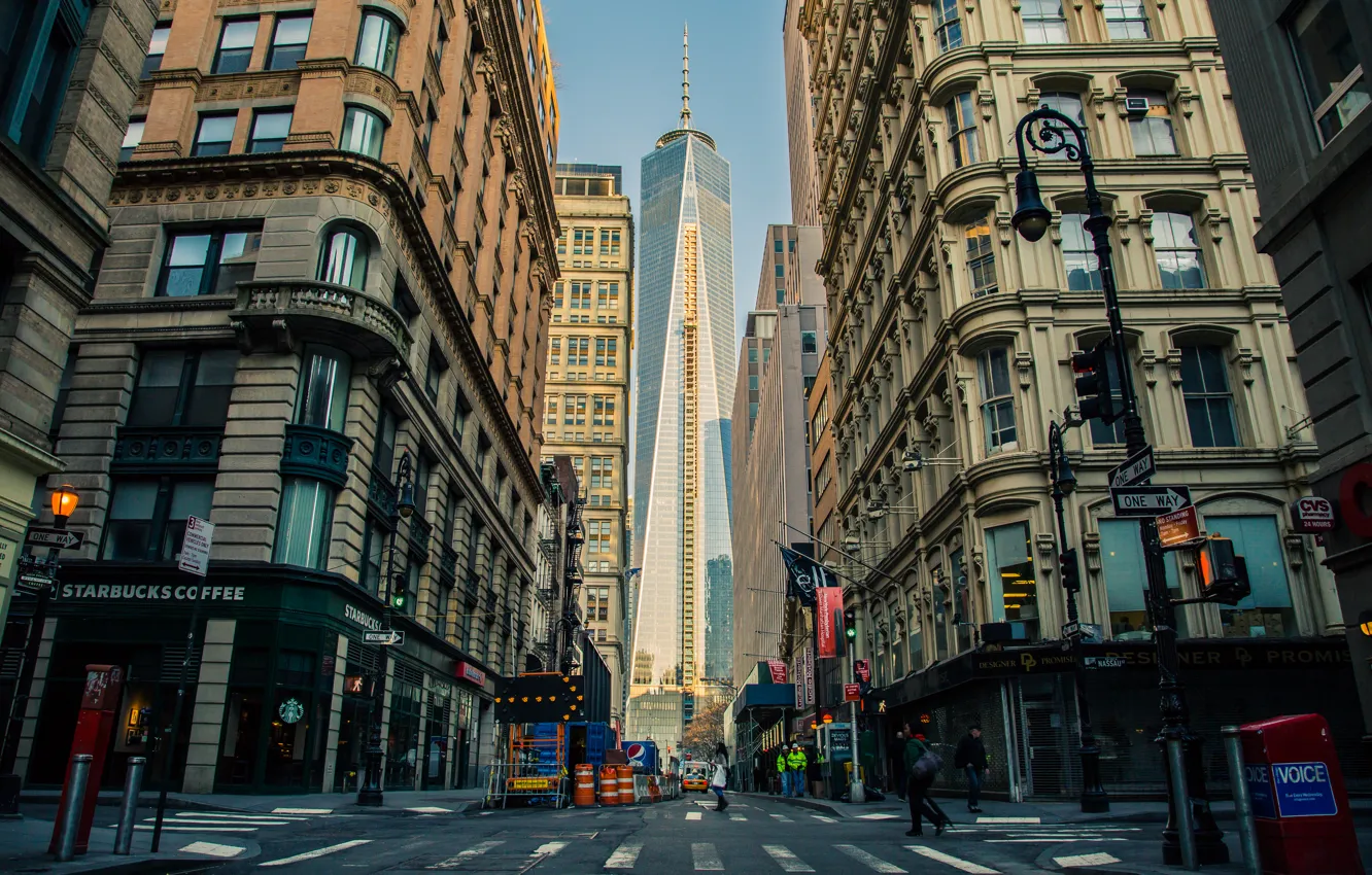 Фото обои USA, United States, New York, Manhattan, NYC, New York City, skyscraper, street
