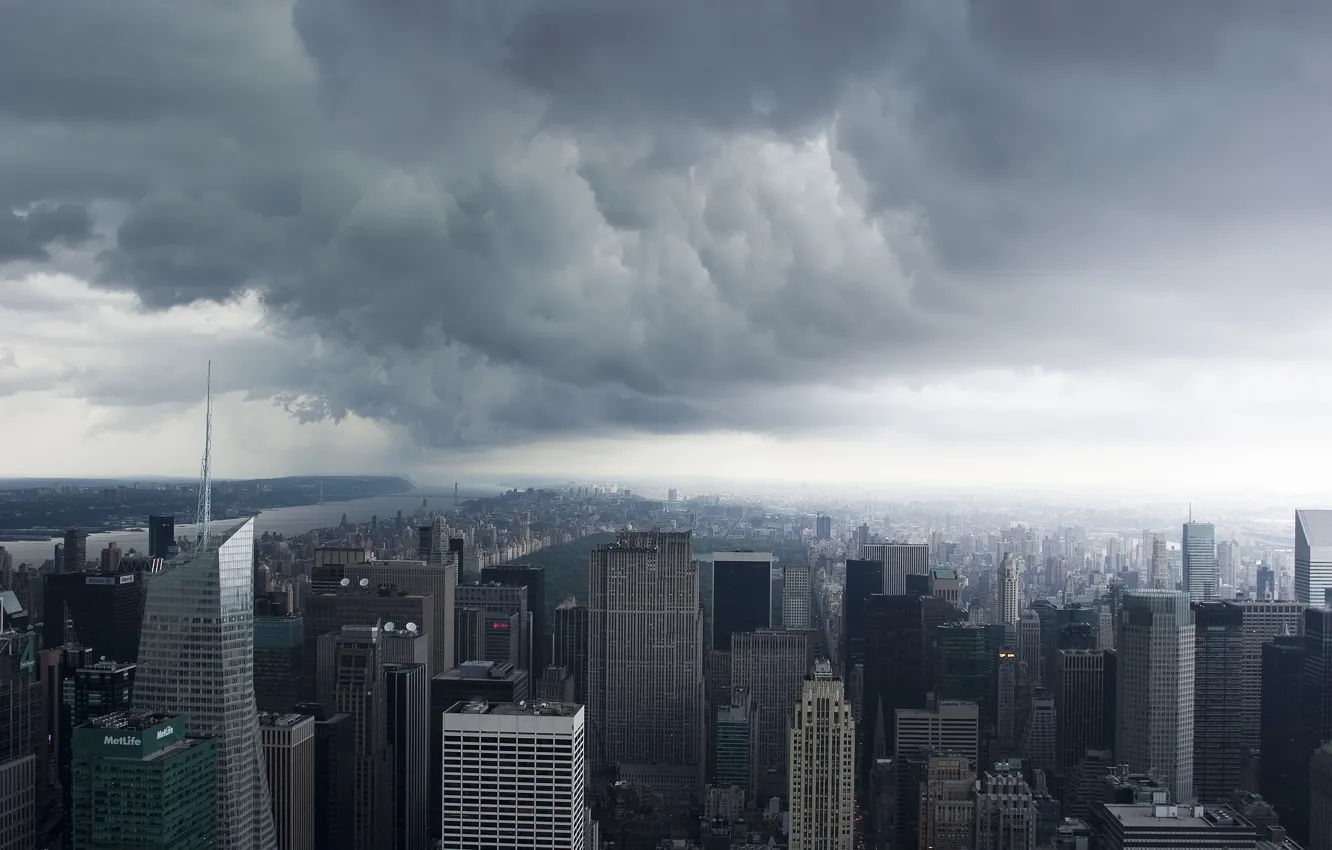 Фото обои Нью-Йорк, сша, New York, Manhattan, NYC, usa, Storm Clouds