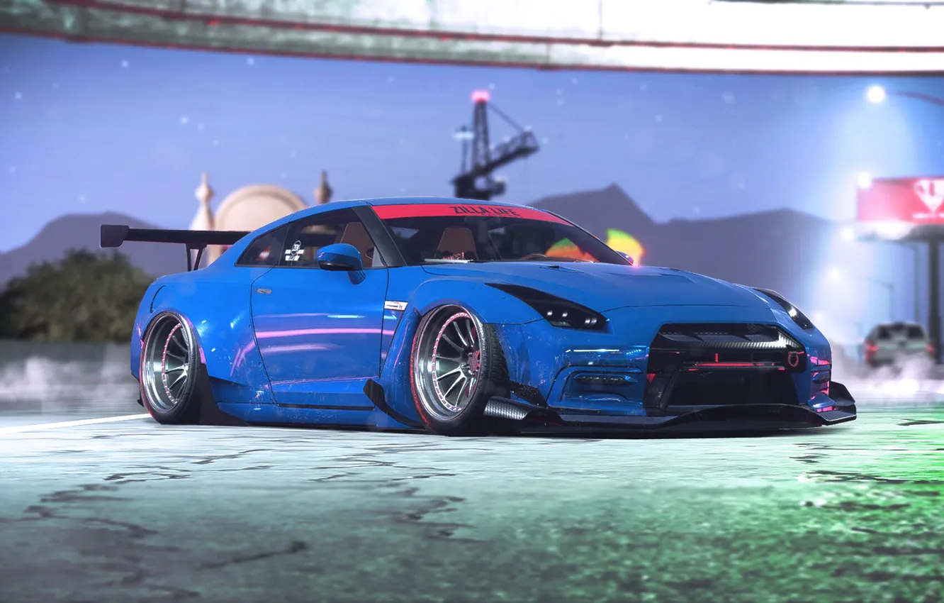 Фото обои Авто, Игра, Машина, Nissan, Car, Need for Speed, Nissan GT-R, Споркар