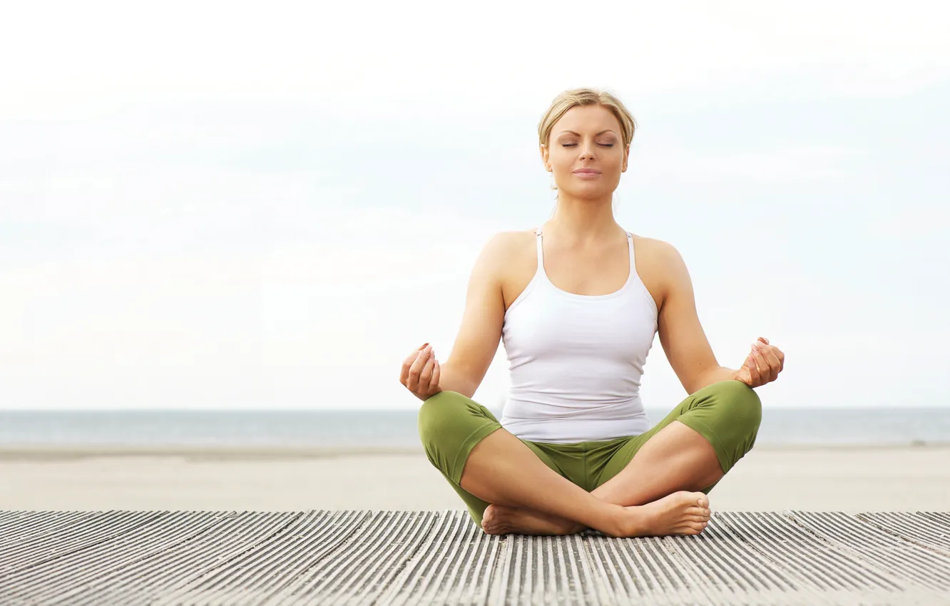 Фото обои девушка, настроение, Спорт, медитация, йога