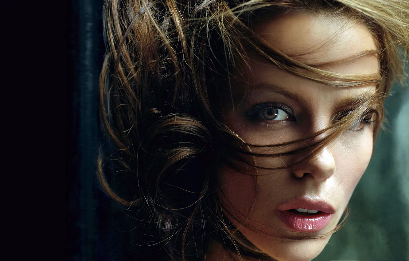 Фото обои глаза, лицо, волосы, портрет, актриса, губы, Kate Beckinsale, Кейт Бекинсейл