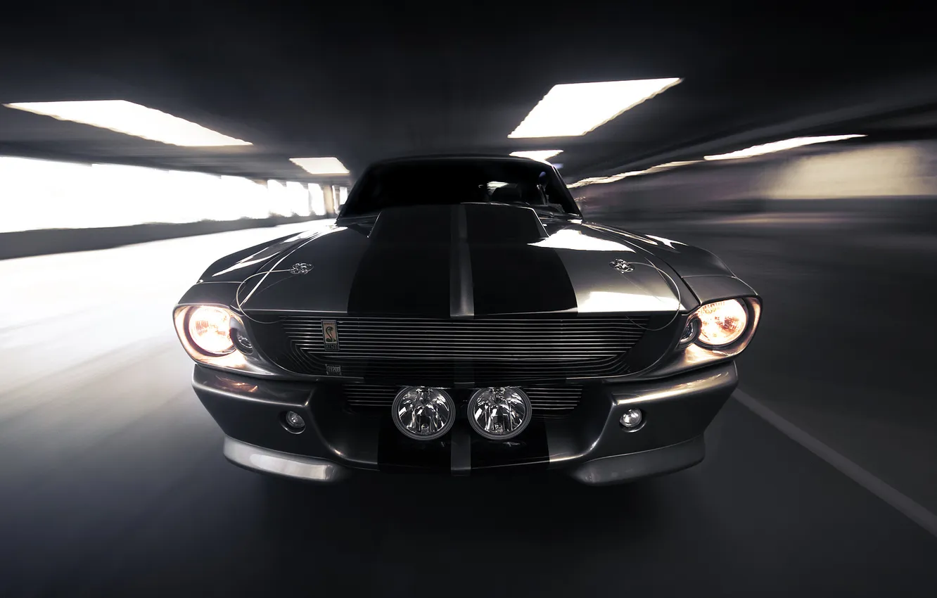 Фото обои скорость, Ford, Shelby, серебристый, Eleanor, GT 500, мускул кар, форд