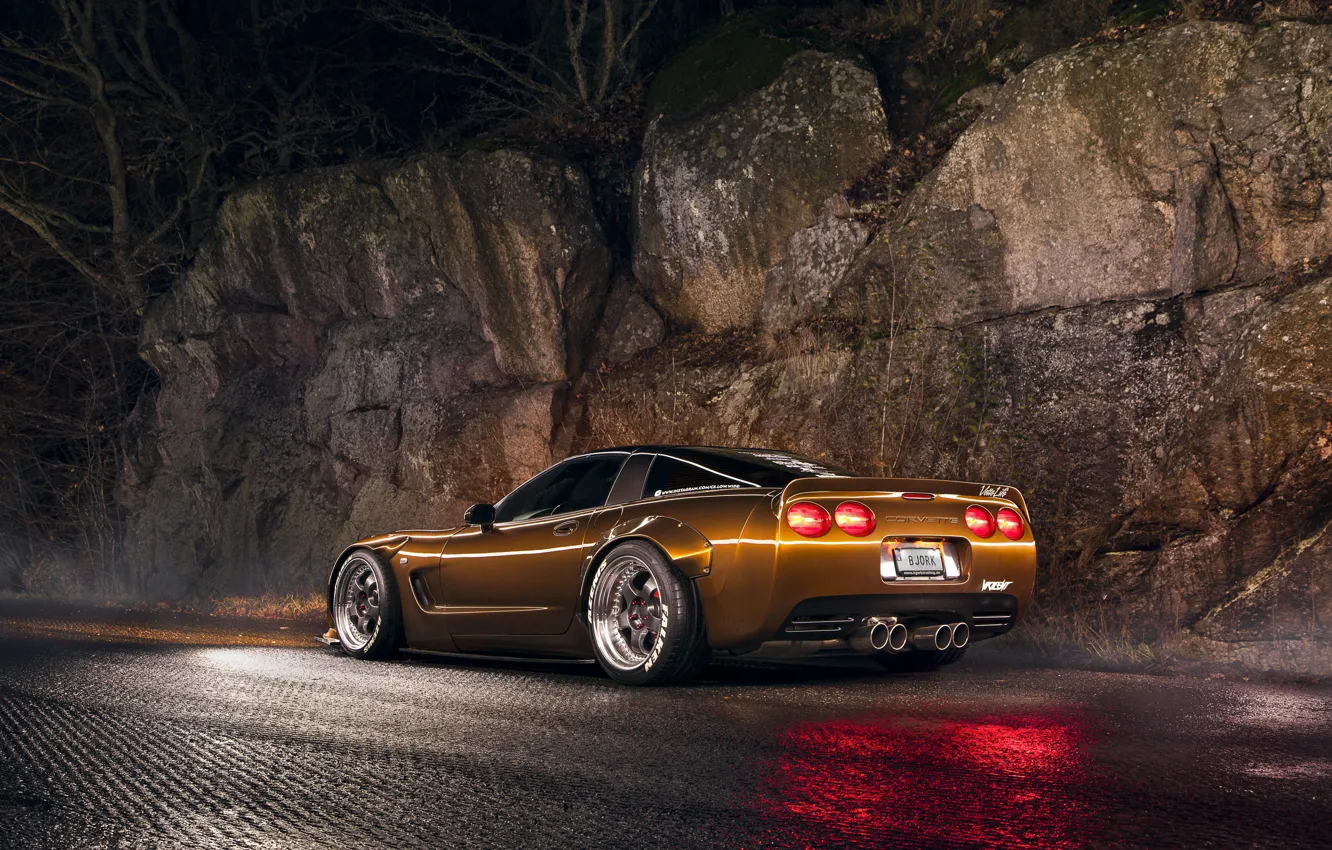 Фото обои Corvette, Night, Brown, C5