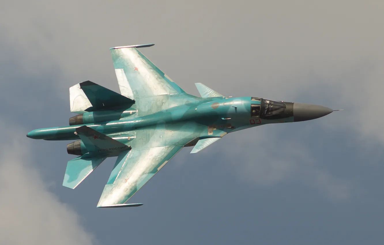 Фото обои небо, полет, истребитель, бомбардировщик, Су-34
