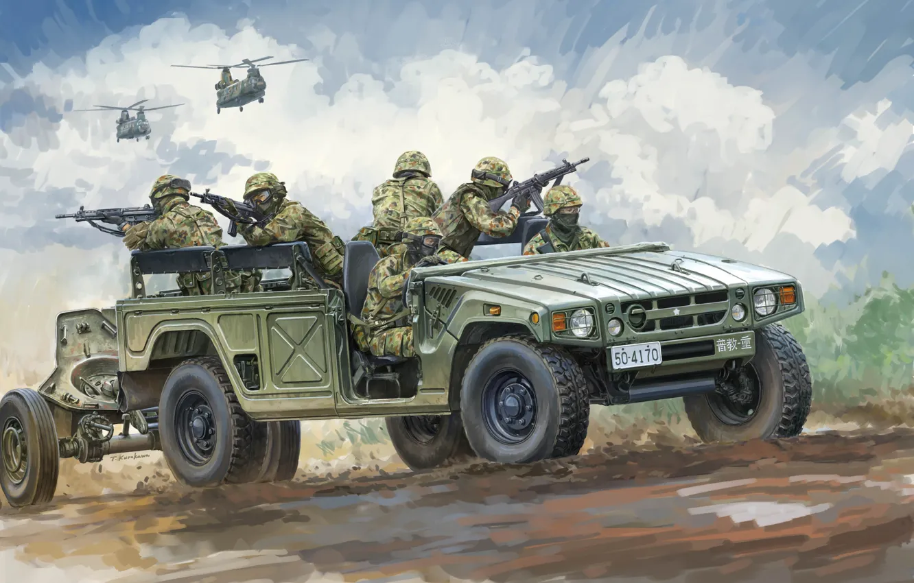 Фото обои япония, полноразмерный внедорожник, JGSDF, Силы самообороны Японии, Toyota HMV, Takeshi Kurokawa, Toyota Mega Cruiser