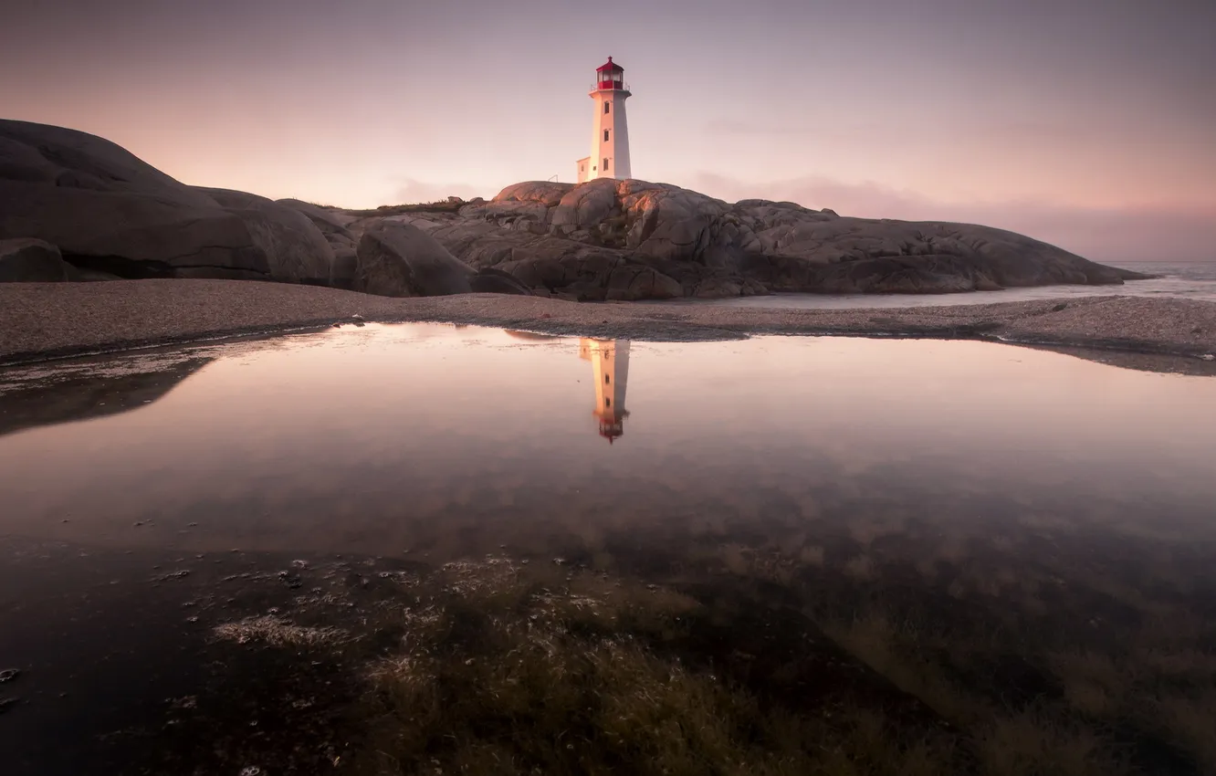 Фото обои landscape, sunrise, lighthouse, nova scotia