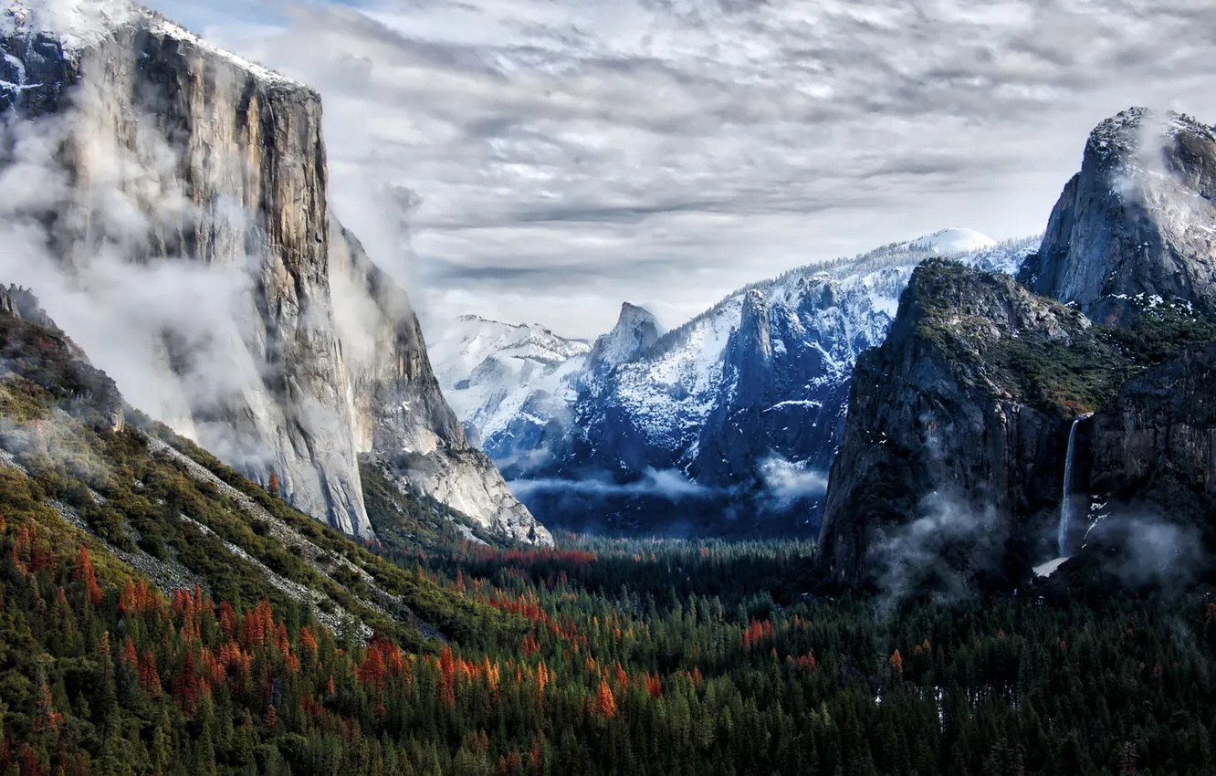 Фото обои Winter, Yosemite, Tunnel View