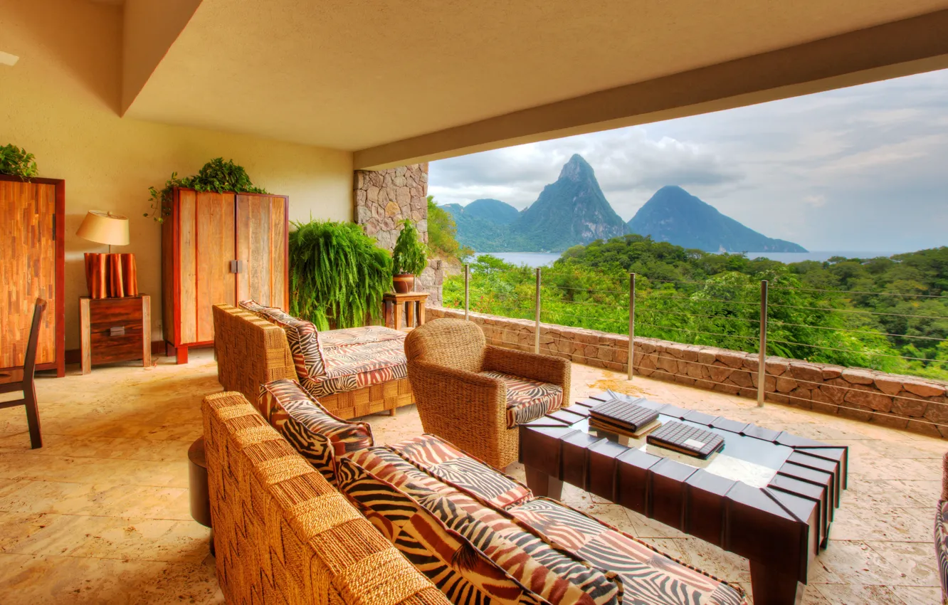 Фото обои interier, Caribbean, Saint Lucia, Jade Mountain hotel