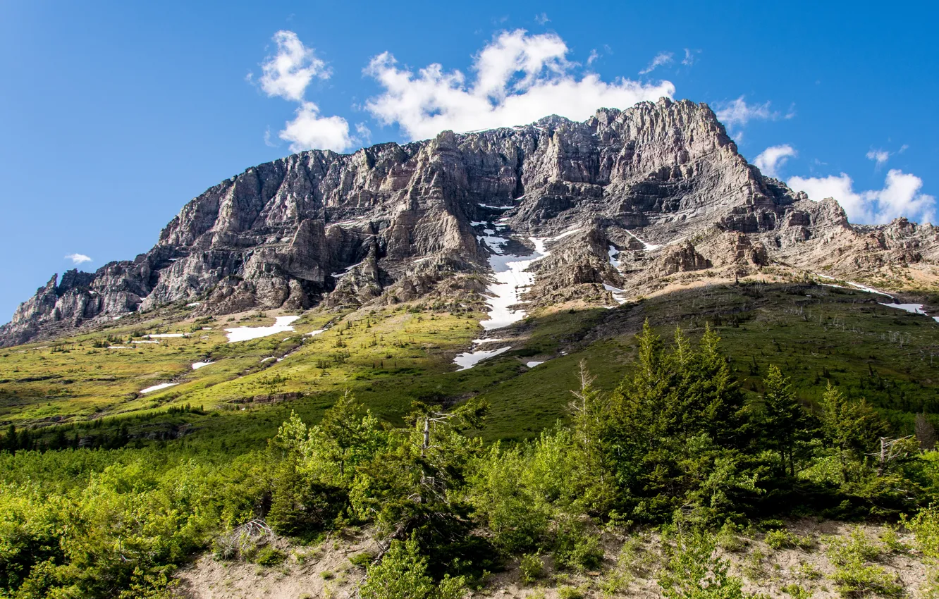 Фото обои Природа, Гора, Пейзаж, Склон, Glacier National Park