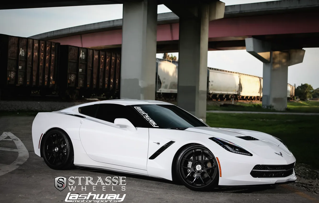 Фото обои Corvette, wheels, Stingray, strasse