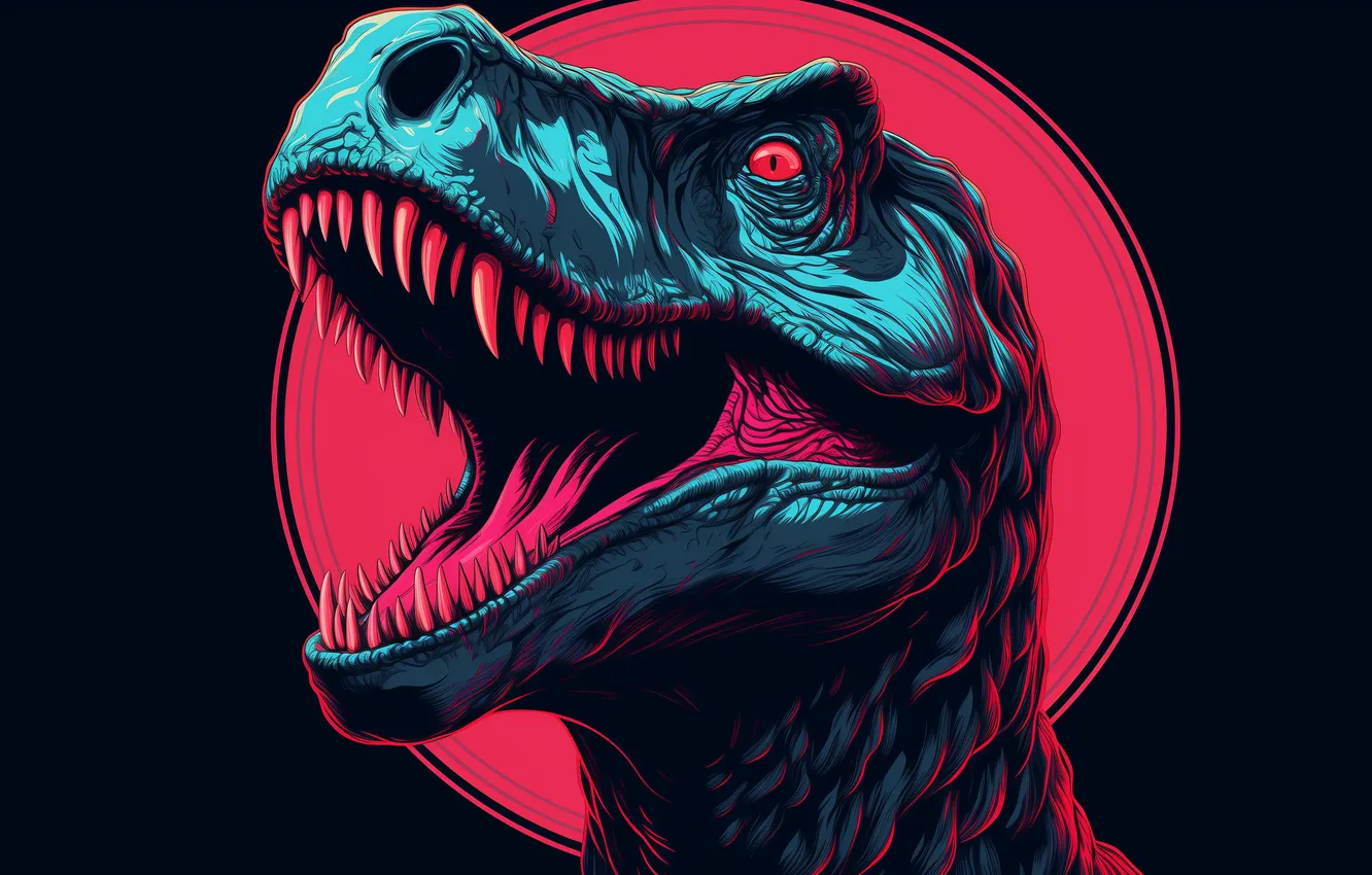 Фото обои circle, effects, teeth, dinosaur, scales